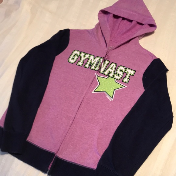 Girls Justice Gymnast Purple/Navy Zip Hoodie - Picture 1 of 7